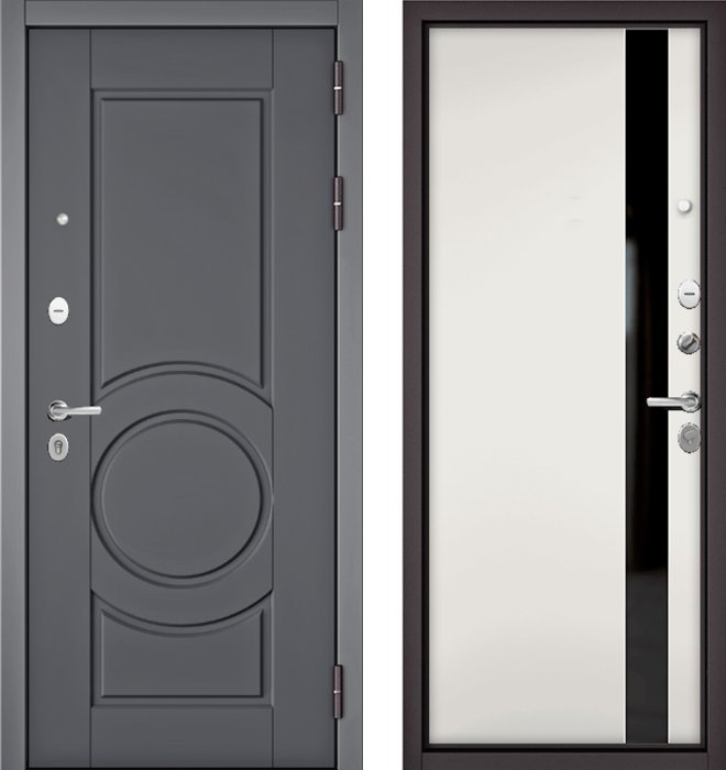 Входная дверь МАСТИНО TRUST MASS 6 Оскуро / Si-3 Белый матовый + Lakobel Black