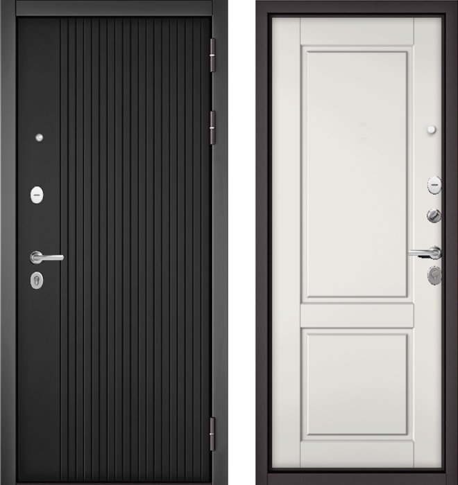 Входная дверь МАСТИНО TRUST MASS 132 Графит софт / D-1 Белый матовый