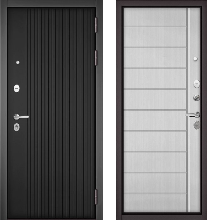 Входная дверь МАСТИНО TRUST MASS 132 Графит софт / 136 Белый ларче