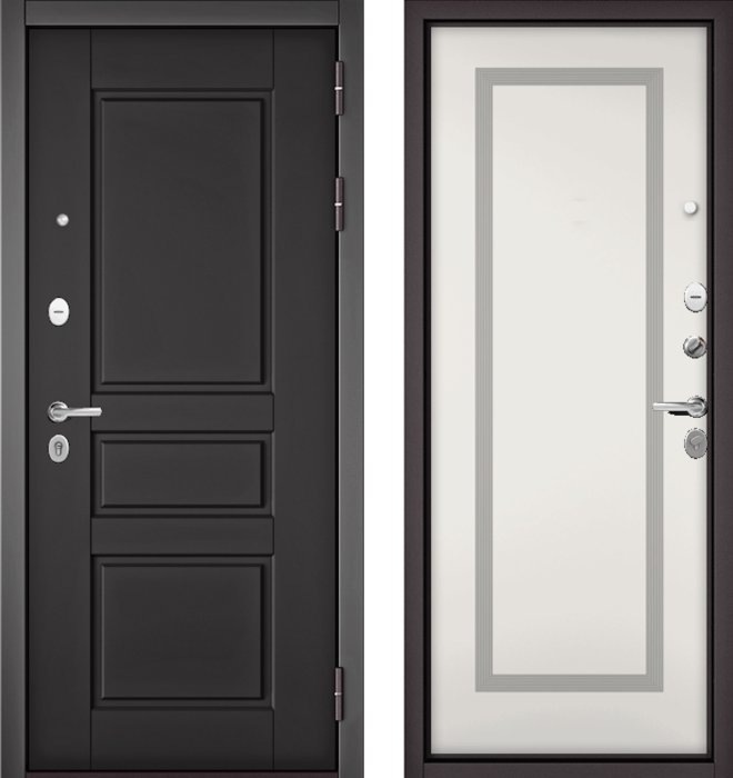 Входная дверь МАСТИНО TRUST MASS 2 Графит софт / 189 Белый матовый