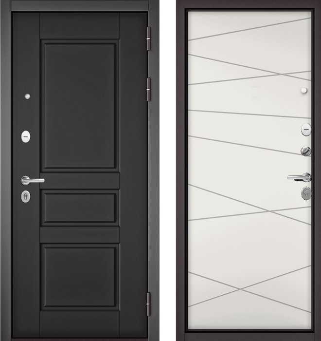 Входная дверь МАСТИНО TRUST MASS 2 Графит софт / 130 Белый софт