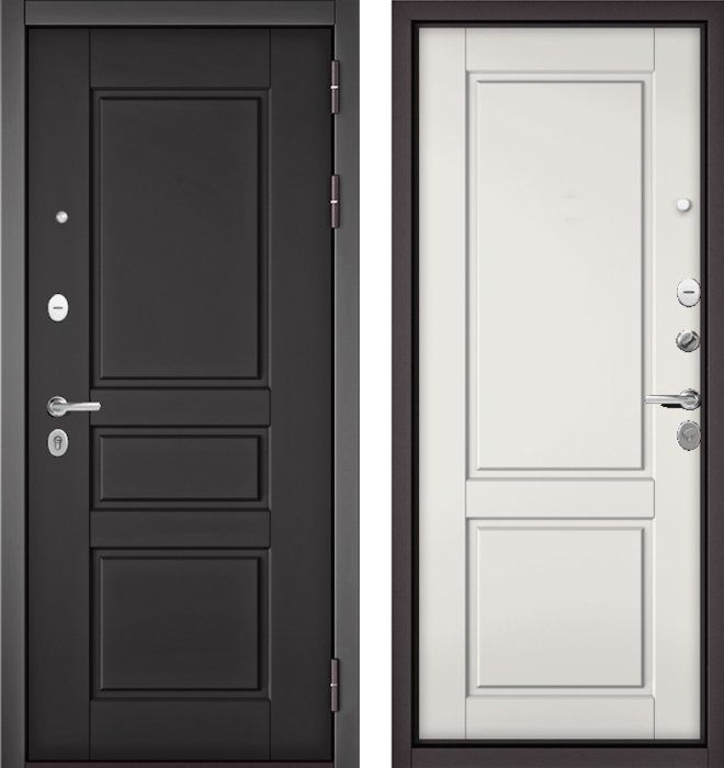 Входная дверь МАСТИНО TRUST MASS 2 Графит софт / D-1 Белый матовый
