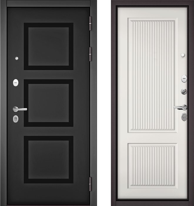 Входная дверь МАСТИНО TRUST MASS 192 Черный матовый / 198 Белый софт