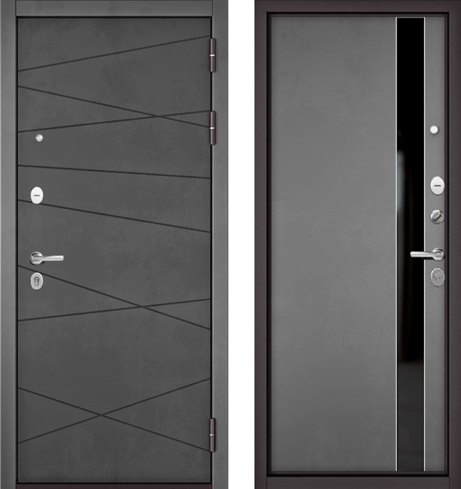 Входная дверь МАСТИНО TRUST MASS 130 Бетон темный / Si-3 Оскуро Велютто + Lakobel Black