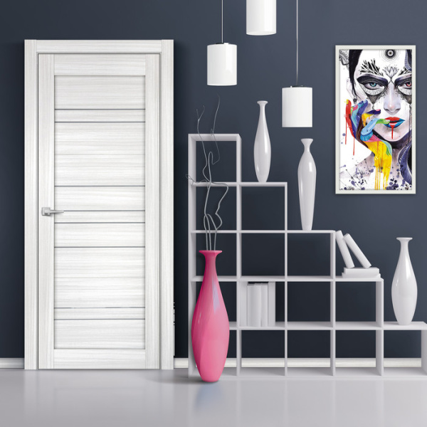 Дверь межкомнатная остекленная Бизнес Парк КРИСТАЛ 61, цвет - Сандал белый, стекло - Сатинат 600*2000 мм