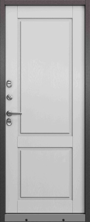 Дверь входная для коттеджа ТЕРМО СПЛИТ  880*2050, Букле шоколад / дуб белый матовый, ПРАВАЯ