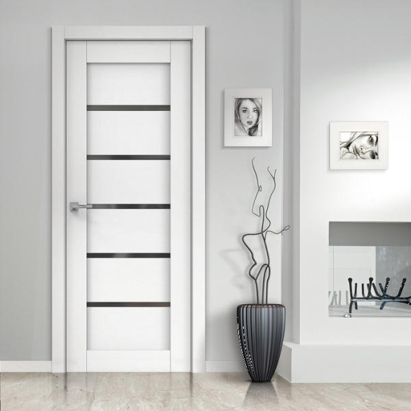 Дверь межкомнатная остекленная Бизнес Парк КРИСТАЛ 31,  цвет - Белый Софт, стекло - Сатинат 600*2000 мм