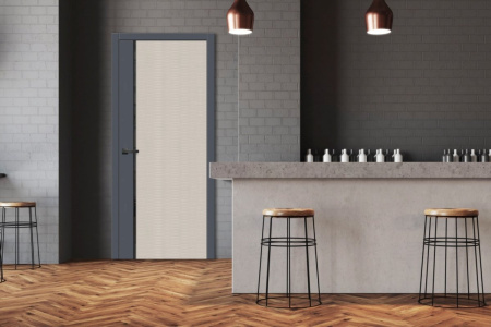 Дверь межкомнатная ЗОДЧИЙ ВОЛНА 5 ПО двухцветная Эспрессо софт и Шагрень айриш