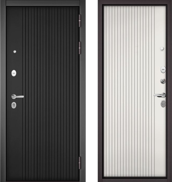 Входная дверь МАСТИНО TRUST MASS 132 Графит софт / 161 Белый матовый Белый софт