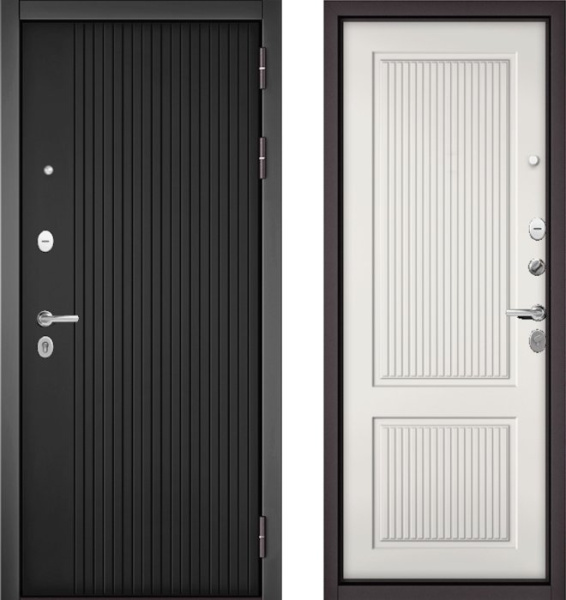 Входная дверь МАСТИНО TRUST MASS 132 Графит софт / 198 Белый софт