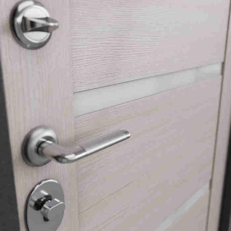 Дверь входная ФЭМИЛИ ЭКО Антрацит букле / Бьянко ларче 2050*860*70 мм, ПРАВАЯ