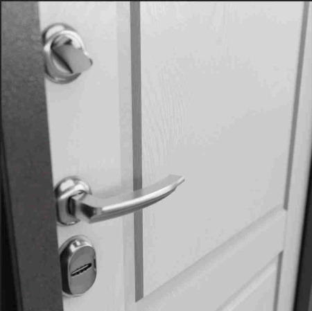 Дверь входная для коттеджа ТЕРМО СПЛИТ  880*2050, Букле шоколад / дуб белый матовый, ПРАВАЯ