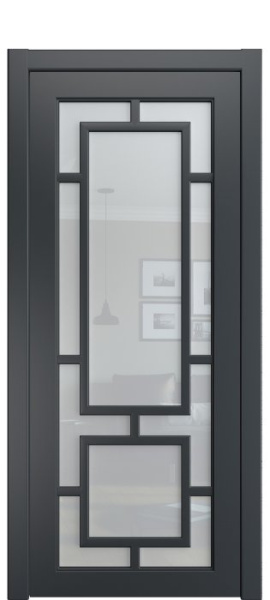 Дверь межкомнатная Порта Алекс СОЛО 1 Графит эмаль, стекло прозрачное
