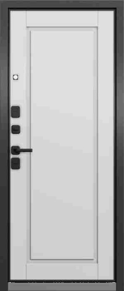 Дверь входная ТРАСТ ЭКО PP, Антрацит букле, рис. 9ED-0, Черный матовый/Эмаль белоснежная 2050*860*90 мм, ПРАВАЯ