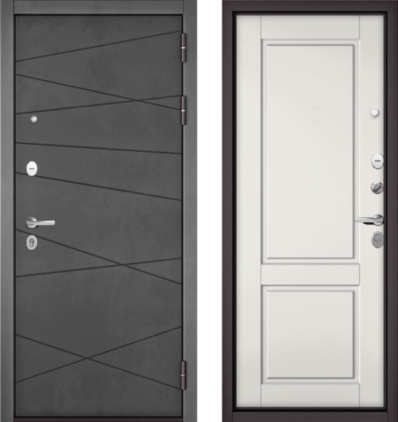 Входная дверь МАСТИНО TRUST MASS 130 Бетон темный / D-1 Белый матовый