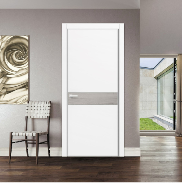 Дверь межкомнатная глухая Бизнес Парк ЛАЙН 8, Белый / Рустик, 600*2000 мм
