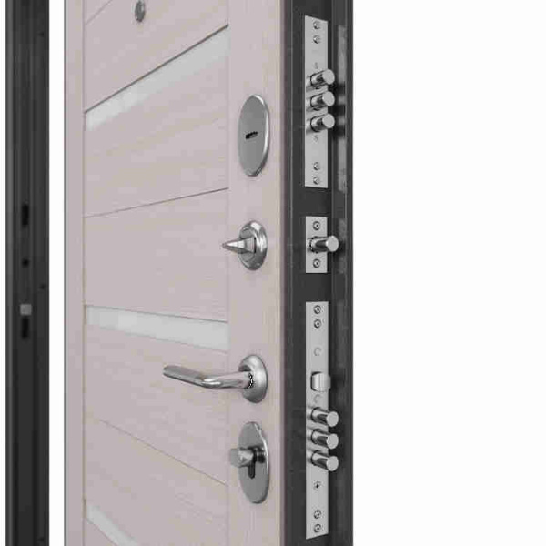 Дверь входная ФЭМИЛИ ЭКО Антрацит букле / Бьянко ларче 2050*860*70 мм, ПРАВАЯ