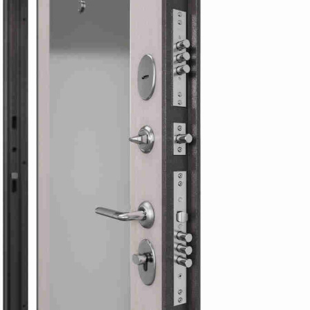 Дверь входная ФЭМИЛИ ЭКО Зеркало Шоколад букле / Бьянко ларче 2050*960*70 мм, ПРАВАЯ