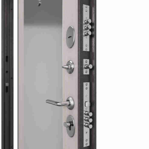 Дверь входная ФЭМИЛИ ЭКО Зеркало Шоколад букле / Бьянко ларче 2050*860*70 мм, ЛЕВАЯ