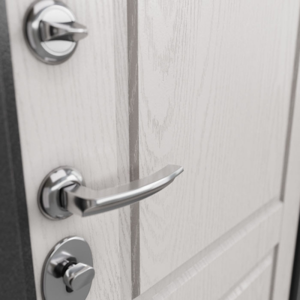 Дверь входная ТРАСТ ЭКО MP, Антрацит букле RL-1 / МДФ Дуб белый скандинавский 9ED-1, 2050*860*90 мм, ЛЕВАЯ