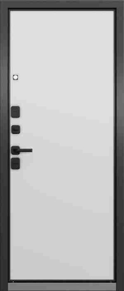Дверь входная ТРАСТ ЭКО PP, Антрацит букле, рис. 9ED-0, Черный матовый/Эмаль белоснежная 2050*860*90 мм, ЛЕВАЯ