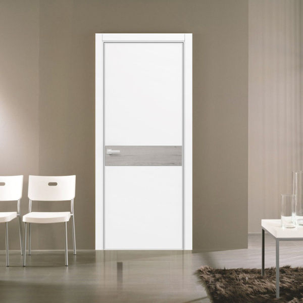 Дверь межкомнатная глухая Бизнес Парк ЛАЙН 8, Белый / Рустик, 600*2000 мм