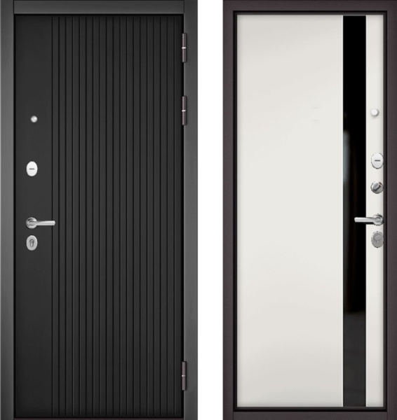 Входная дверь МАСТИНО TRUST MASS 132 Графит софт / Si-3 Белый матовый + Lakobel Black