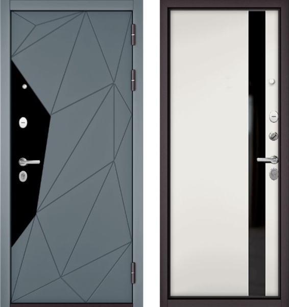 Входная дверь МАСТИНО TRUST MASS 202 Океан стронг / Si-3 Белый матовый + Lakobel Black