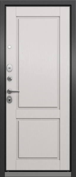 Дверь входная ТРАСТ ЭКО MP, Антрацит букле RL-1 / МДФ Дуб белый скандинавский 9ED-1, 2050*860*90 мм, ЛЕВАЯ