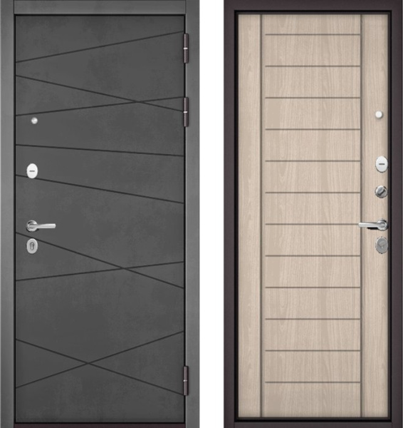 Входная дверь МАСТИНО TRUST MASS 130 Бетон темный / 137 Ясень ривьера айс