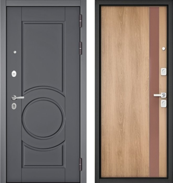 Входная дверь МАСТИНО TRUST MASS 6 Оскуро / Si-3 Дуб шале натуральный + Matelac Silver Bronze