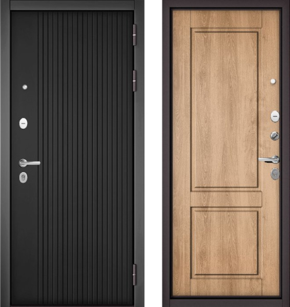 Входная дверь МАСТИНО TRUST MASS 132 Графит софт / D-1 Дуб шале натуральный