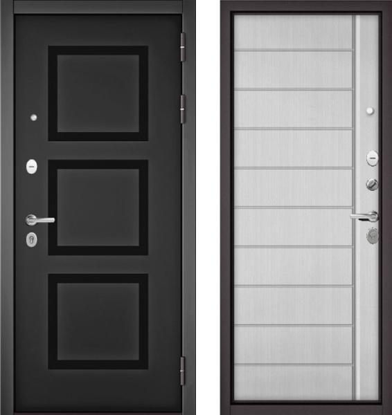 Входная дверь МАСТИНО TRUST MASS 192 Черный матовый / 136 Белый ларче