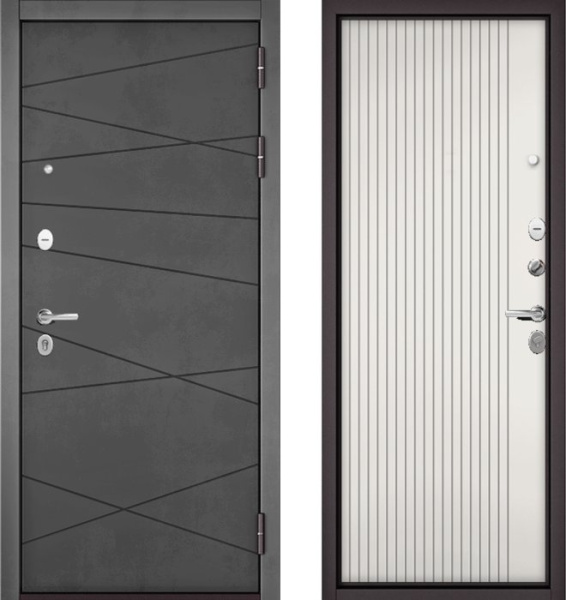 Входная дверь МАСТИНО TRUST MASS 130 Бетон темный / 161 Белый матовый Белый софт