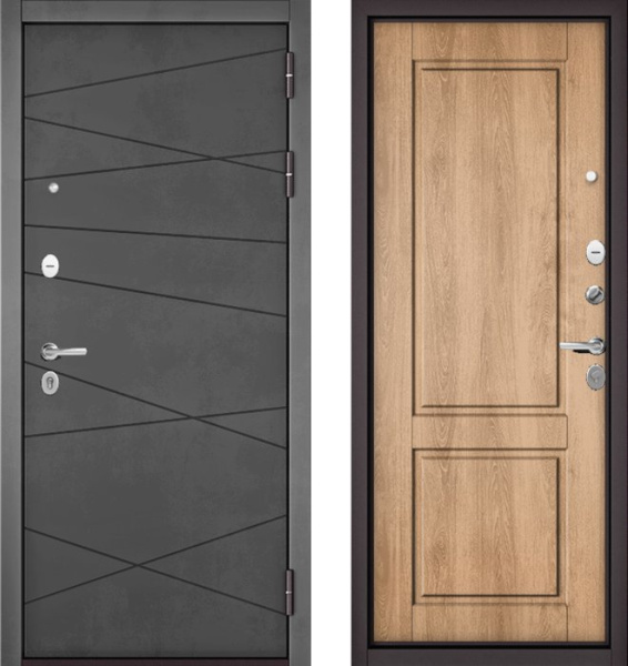 Входная дверь МАСТИНО TRUST MASS 130 Бетон темный / D-1 Дуб шале натуральный