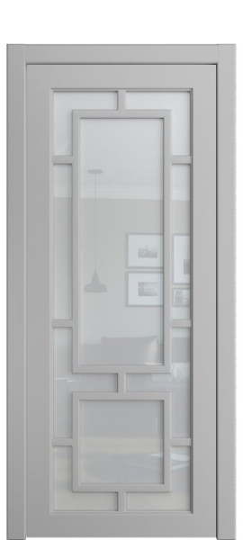 Дверь межкомнатная Порта Алекс СОЛО 1 Светло серая эмаль, стекло прозрачное