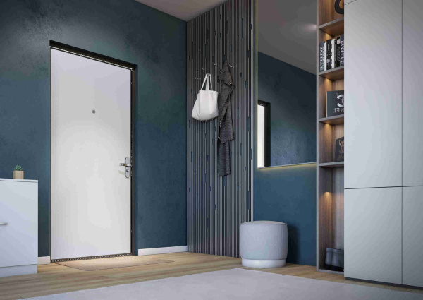 Дверь входная СЛИМ ЭКО Шоколад букле / Гладкий дуб белый 2050*960*50 мм, ЛЕВАЯ