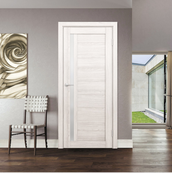 Дверь межкомнатная со стеклом Бизнес Парк ПРОФИЛЬ 8 Ясень Ривьера айс 600*2000 мм