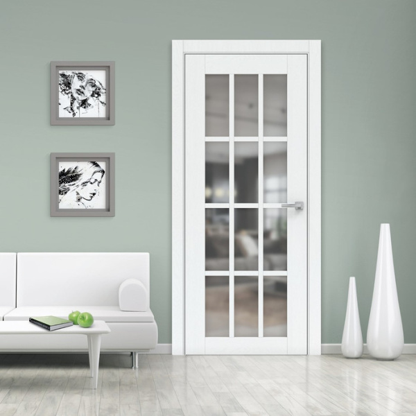 Дверь межкомнатная остекленная Бизнес Парк СОФИТА 3,  цвет - Арктик, стекло - Сатинат, 600*2000 мм