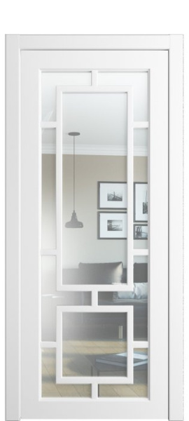 Дверь межкомнатная Порта Алекс СОЛО 1 Белоснежная эмаль, стекло зеркало