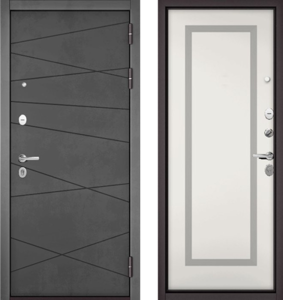 Входная дверь МАСТИНО TRUST MASS 130 Бетон темный / 189 Белый матовый