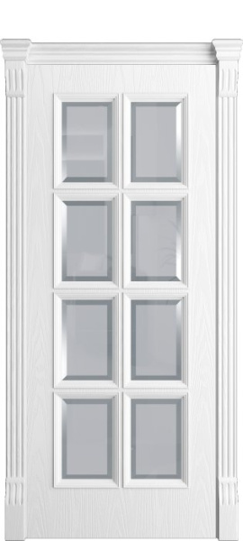 Дверь межкомнатная Порта Алекс КЛАССИКА 7 Белоснежный шпон, стекло фацет