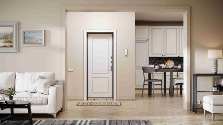 Дверь входная для коттеджа ТЕРМО СПЛИТ  880*2050, Букле шоколад / дуб белый матовый, ПРАВАЯ