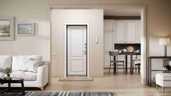 Дверь входная для коттеджа ТЕРМО СПЛИТ  880*2050, Букле шоколад / дуб белый матовый, ПРАВАЯ