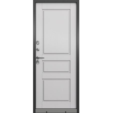 Дверь входная для коттеджа ТЕРМО СПЛИТ, 2050*960*100, Антрацит букле R-6 / Дуб белый матовый TD-2, ПРАВАЯ