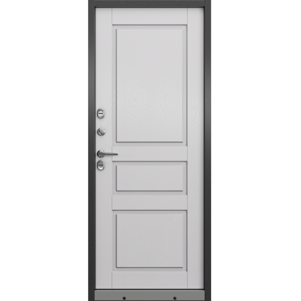 Дверь входная для коттеджа ТЕРМО СПЛИТ, 2050*960*100, Антрацит букле R-6 / Дуб белый матовый TD-2, ПРАВАЯ
