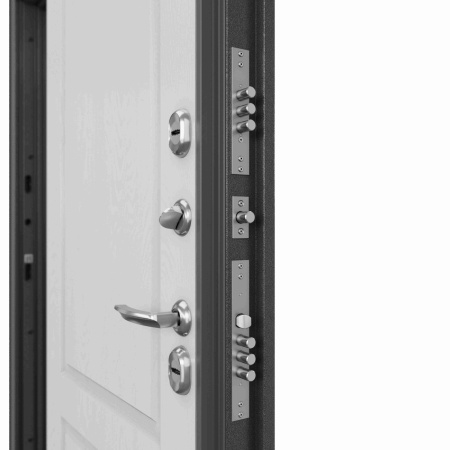 Дверь входная для коттеджа ТЕРМО СПЛИТ  880*2050, Букле шоколад / дуб белый матовый, ПРАВАЯ