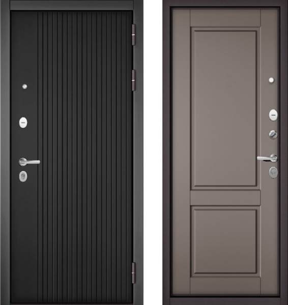 Входная дверь МАСТИНО TRUST MASS 132 Графит софт / D-1 Эмаль капучино