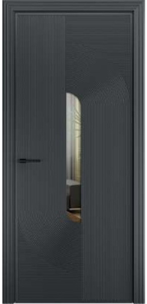 Дверь межкомнатная Порта Алекс СОЛО 6 Графит эмаль, стекло Зеркало серебро