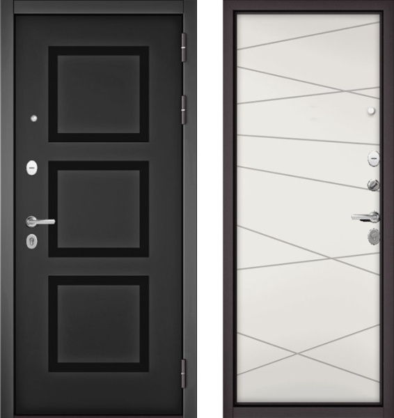 Входная дверь МАСТИНО TRUST MASS 192 Черный матовый / 130 Белый софт